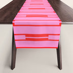 Bright Geo Chain Block Stripe Vertical Pattern Preppy Pink and Red Table Runner Gallery Image 1