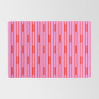 Bright Geo Chain Block Stripe Vertical Pattern Preppy Pink and Red Rug Gallery Image 2