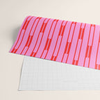 Bright Geo Chain Block Stripe Vertical Pattern Preppy Pink and Red Wrapping Paper Gallery Image 2