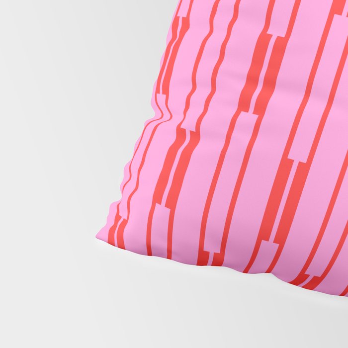 Bright Geo Chain Block Stripe Vertical Pattern Preppy Pink and Red Pillow Sham Gallery Image 4