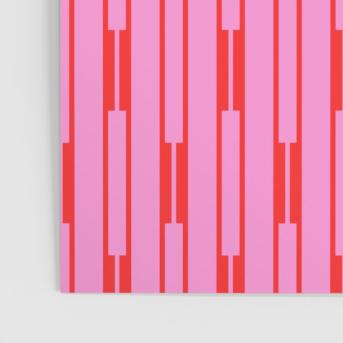 Bright Geo Chain Block Stripe Vertical Pattern Preppy Pink and Red Poster Gallery Image 3