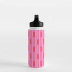 Bright Geo Chain Block Stripe Vertical Pattern Preppy Pink and Red Water Bottle Gallery Image 3