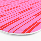 Bright Geo Chain Block Stripe Vertical Pattern Preppy Pink and Red Bath Mat Gallery Image 3