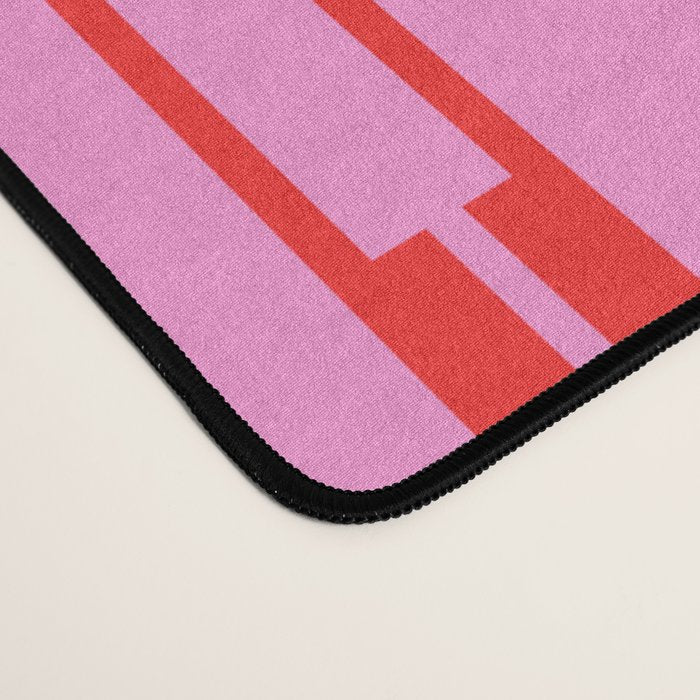 Bright Geo Chain Block Stripe Vertical Pattern Preppy Pink and Red Desk Mat Gallery Image 4