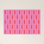 Bright Geo Chain Block Stripe Vertical Pattern Preppy Pink and Red Welcome Mat Gallery Image 1