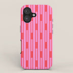 Bright Geo Chain Block Stripe Vertical Pattern Preppy Pink and Red iPhone Case Gallery Image 1