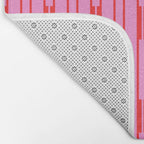 Bright Geo Chain Block Stripe Vertical Pattern Preppy Pink and Red Bath Mat Gallery Image 2
