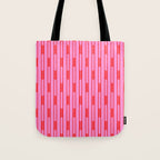 Bright Geo Chain Block Stripe Vertical Pattern Preppy Pink and Red Tote Bag Gallery Image 1