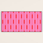 Bright Geo Chain Block Stripe Vertical Pattern Preppy Pink and Red Desk Mat Gallery Image 3