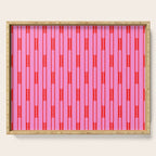 Bright Geo Chain Block Stripe Vertical Pattern Preppy Pink and Red Serving Tray Gallery Image 1