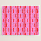 Bright Geo Chain Block Stripe Vertical Pattern Preppy Pink and Red Jigsaw Puzzle Gallery Image 1