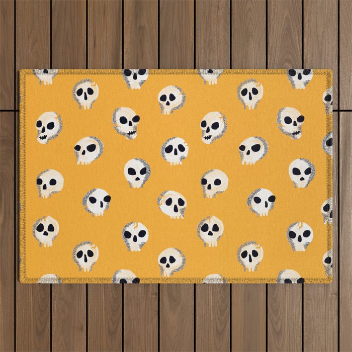 Spooky Skulls - Marigold Outdoor Rug Gallery Image 1