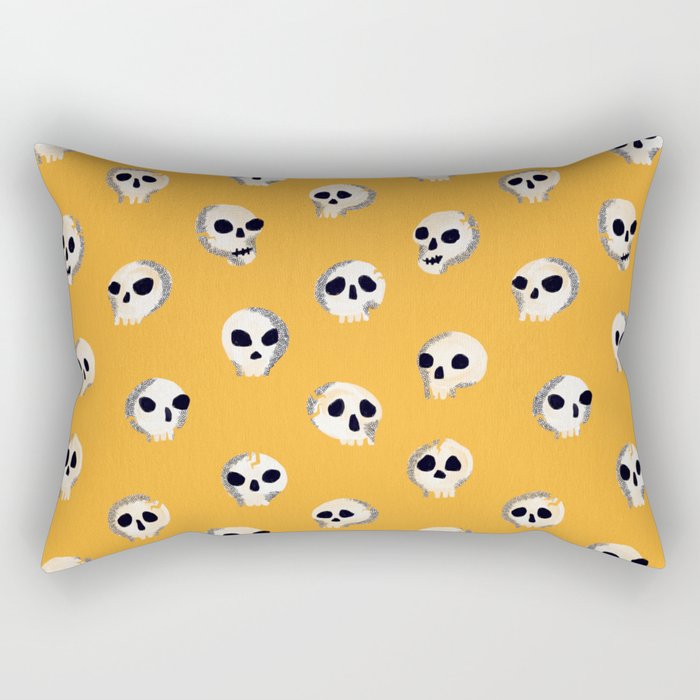 Spooky Skulls - Marigold Rectangular Pillow Gallery Image 2