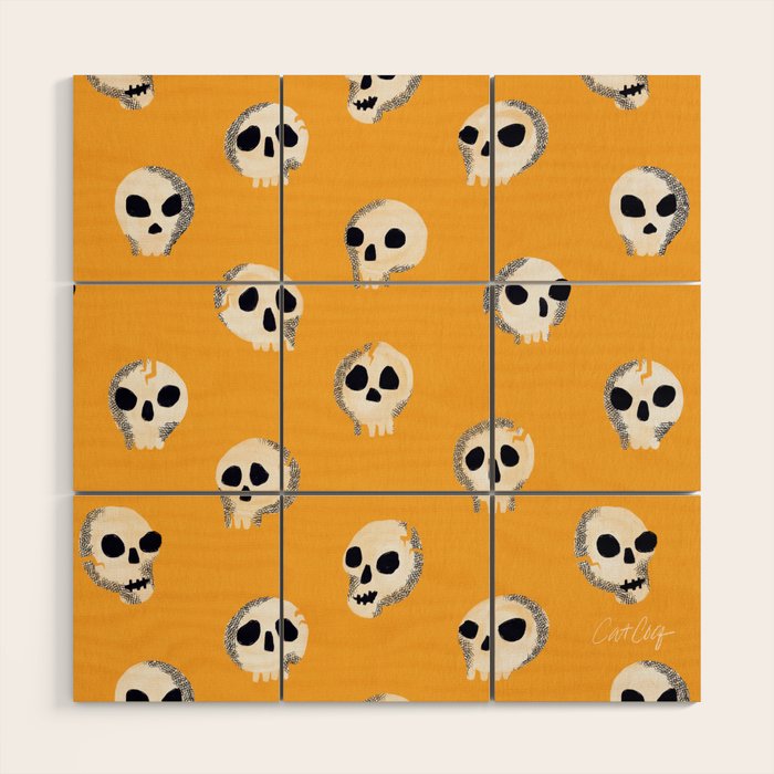 Spooky Skulls - Marigold Wood Wall Art Gallery Image 1