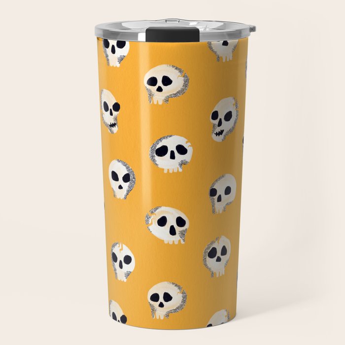 Spooky Skulls - Marigold Travel Mug Gallery Image 1
