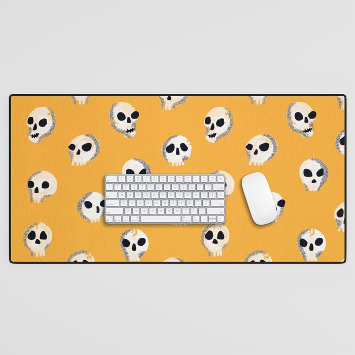 Spooky Skulls - Marigold Desk Mat Gallery Image 1