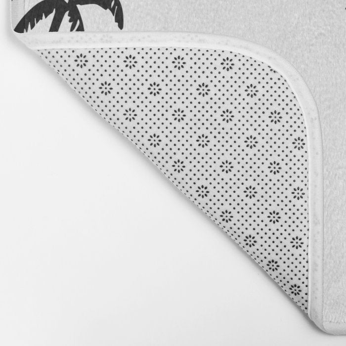Black and white tropical palm tree pattern Bath Mat Gallery Image 2