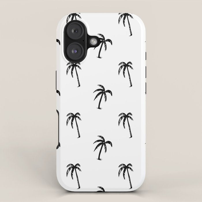 Black and white tropical palm tree pattern iPhone Case Gallery Image 1
