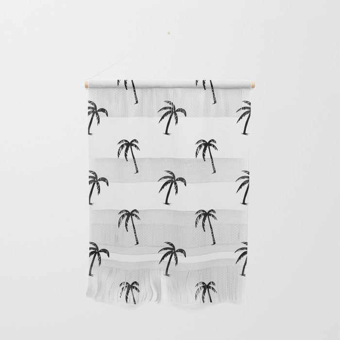 Black and white tropical palm tree pattern Wall Hanging Gallery Image 1