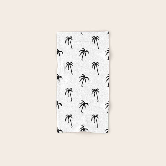 Black and white tropical palm tree pattern Bath Towel Gallery Image 1