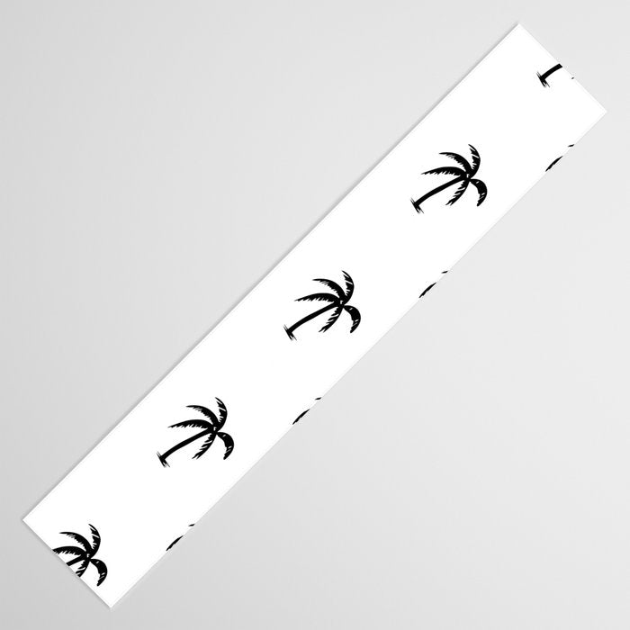 Black and white tropical palm tree pattern Table Runner Gallery Image 3