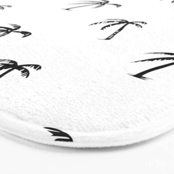 Black and white tropical palm tree pattern Bath Mat Gallery Image 3