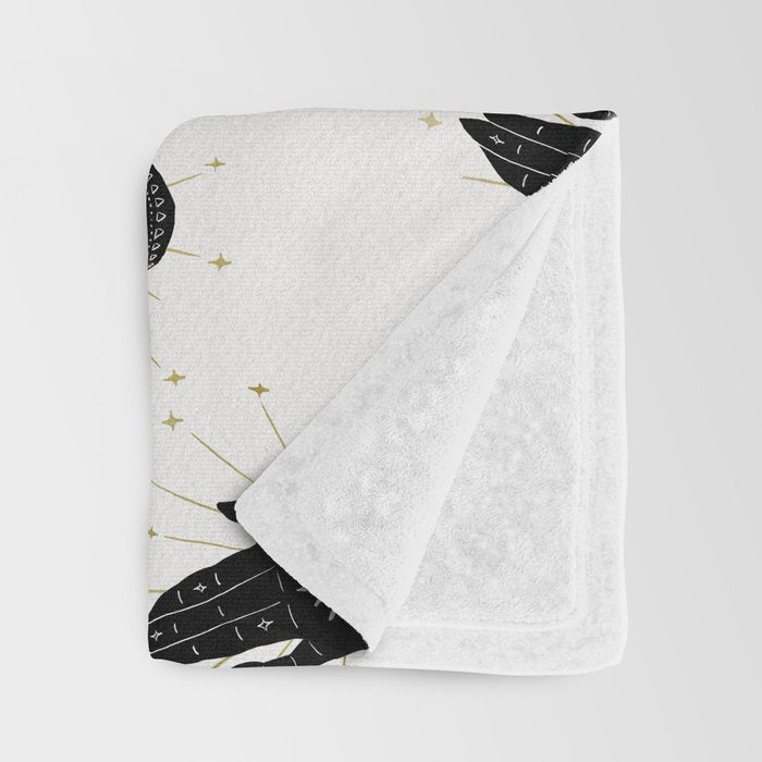 Mystic Hand with Eye - Black and Gold Ink Throw Blanket Gallery Image 3