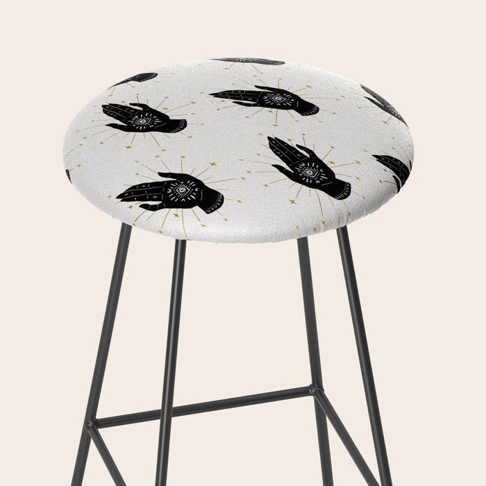 Mystic Hand with Eye - Black and Gold Ink Stool Gallery Image 2