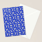 Vintage blue sea shell summer art pattern Stationery Card Gallery Image 2