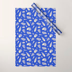 Vintage blue sea shell summer art pattern Wrapping Paper Gallery Image 1