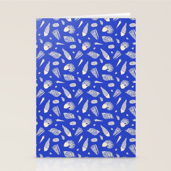 Vintage blue sea shell summer art pattern Stationery Card Gallery Image 2