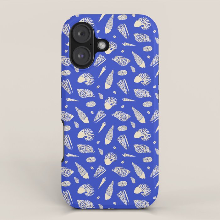 Vintage blue sea shell summer art pattern iPhone Case Gallery Image 1