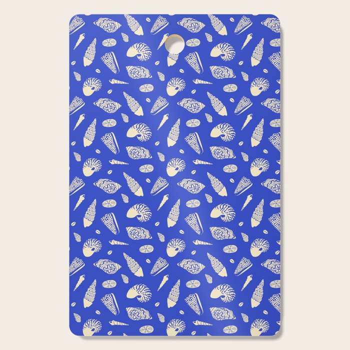 Vintage blue sea shell summer art pattern Cutting Board Gallery Image 1