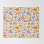 Vintage abstract flower art pattern Throw Blanket Gallery Image 2