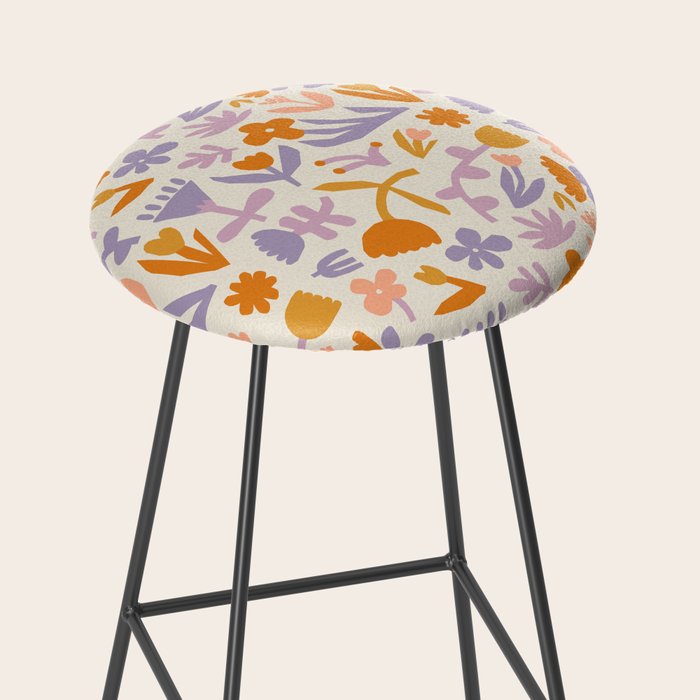Vintage abstract flower art pattern Stool Gallery Image 2