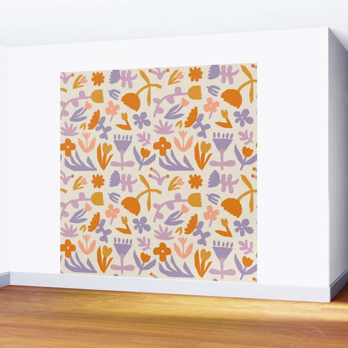 Vintage abstract flower art pattern Wall Mural Gallery Image 2