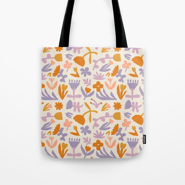 Vintage abstract flower art pattern Tote Bag Gallery Image 1