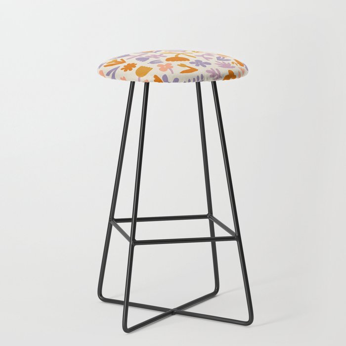 Vintage abstract flower art pattern Stool Gallery Image 1