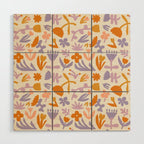 Vintage abstract flower art pattern Wood Wall Art Gallery Image 1
