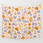 Vintage abstract flower art pattern Wall Tapestry Gallery Image 4