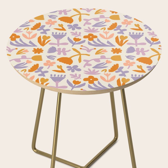 Vintage abstract flower art pattern Side Table Gallery Image 2