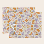 Vintage abstract flower art pattern Placemat Gallery Image 1