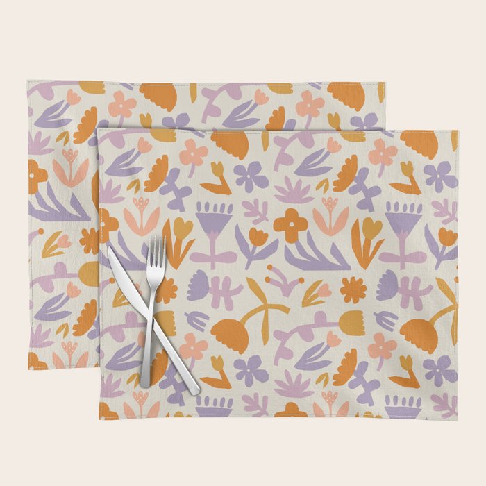 Vintage abstract flower art pattern Placemat Gallery Image 1