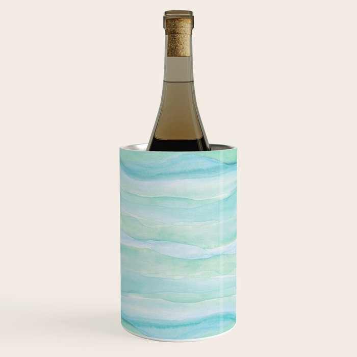 Blue Green Watercolor Layers Wine Chiller Gallery Image 1