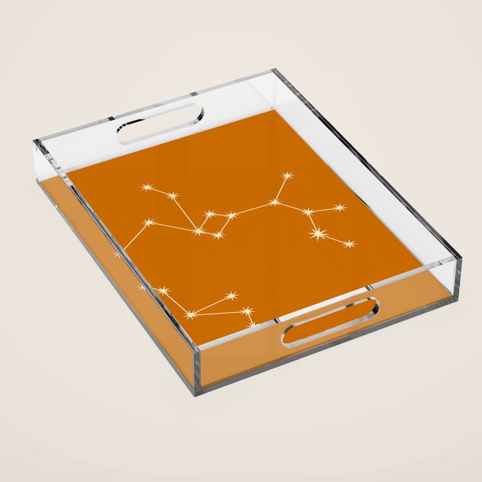 Sagittarius Zodiac Star Constellation Line Art Orange Acrylic Tray Gallery Image 1