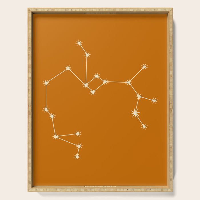 Sagittarius Zodiac Star Constellation Line Art Orange Serving Tray Gallery Image 1