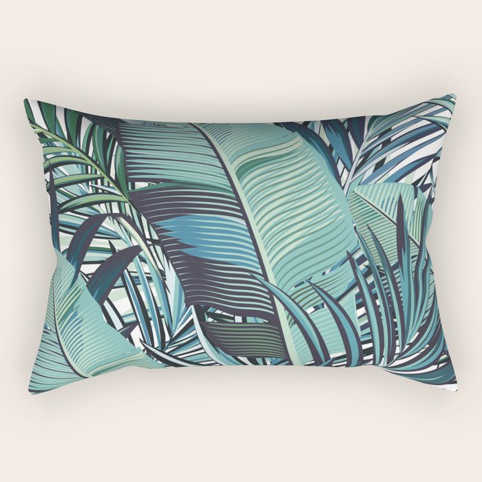Tropical, Palm Trees, Green and Blue, Abstract Rectangular Pillow Gallery Image 1