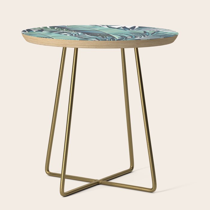 Tropical, Palm Trees, Green and Blue, Abstract Side Table Gallery Image 1
