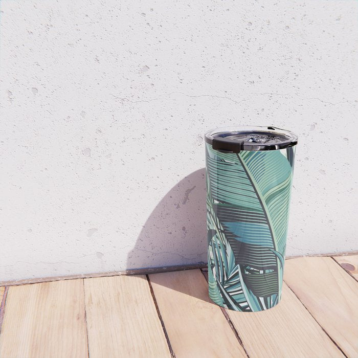 Tropical, Palm Trees, Green and Blue, Abstract Travel Mug Gallery Image 4