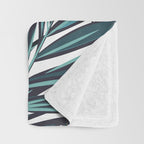 Tropical, Palm Trees, Green and Blue, Abstract Throw Blanket Gallery Image 3